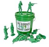 Well Pack Box 24 Giant Green Plastic Army Men Soldiers Large 4.5 Tall Action Figures in Play Bucket Perfect for Sandbox Bathtub Party Pretend Action and Adventure On The Beach from