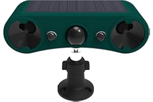 HULPPRE Solar Indoor&Outdoor Motion Sensor Alarm,Ultrasonic,2*130db Loud Siren Noise Maker,4 Modes,Mount on Ground or Fence,Red&Blue Motion Activated Strobe Light,Say Goodbye to The Intruders