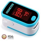 Fingertip Pulse Oximeter Portable FDA Approved Digital Blood Oxygen and Pulse Sensor with Alarm SPO2 (Blue)