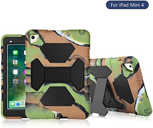 KIDSPR Global Design New iPad Mini 4 Case Silicone Drop Resistant [Full-body Shockproof] [Kids Friendly] Protective Cover Case With Stand Super Protection for iPad Mini 4 Tablet(Camo Black)