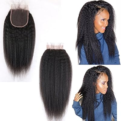 16 Italian Coarse Yaki Straight Curly Lace Closure Afro Kinky