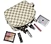 Rita Messi Luxury Checkered Make Up Bag Leather Cosmetic Toiletry Travel Bag (Tiffany)