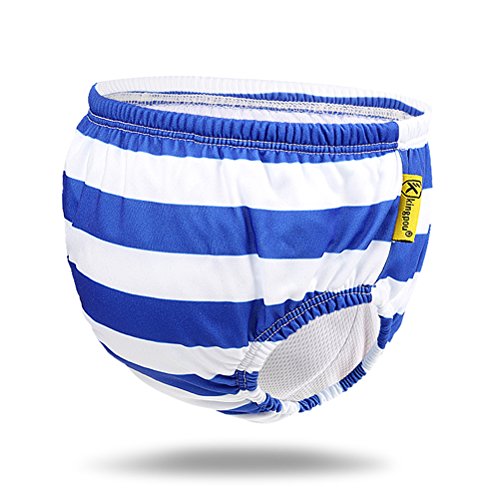 Free Swimming Baby Reusable Absorbent Swim Diaper Four Size for Your Choice (XL, White+Blue) - Thumbnail 6