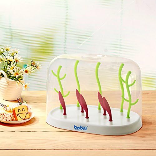 Baby Bottle Drying Rack and Dish Dryer for Toddler Sippy Cups,Bottle Nipples,Tree Bottle Rack Dryer Baby Bottle Shelf Strap with Dust Cover