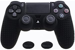ZOMTOP PS4 Controller DualShock4 Skin Grip Anti-Slip Silicone Cover Protector Case for Sony PS4/PS4 Slim/PS4 Pro Controller with 2 Thumb Grips (Black)