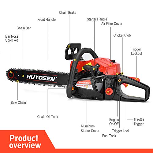 HUYOSEN Gas Chainsaw, 62CC 2Cycle Gasoline Powered Chainsaws, 20Inch