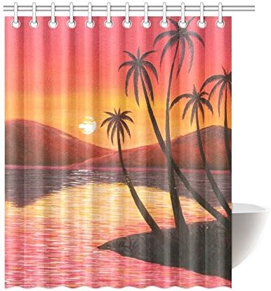 Amazon Com Ctigers Fashion Shower Curtain Oil Painting Style The Dusk Of Seashore Polyester Fabric Bathroom Decoration 48 X 72 Inch Home Kitchen