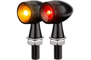 HAZAWA Mini Bullet LED Turn Signals for Motorcycle Mini Blinkers Small Front Rear Indicator Compatible with Harley Davidson Honda Triumph Cruiser Choppers Street Bike (Smoke-Red&Amber)