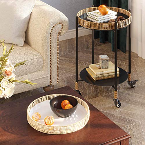 Greenstell Side Table, Metal Round Tray Side Table with Removable Tray