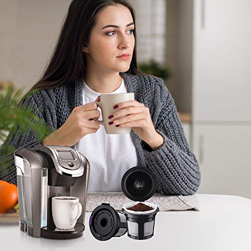 Reusable K Cups with Paper Filters Set, Including 4 Pack K Cups and 100 PCS Coffee Filters for