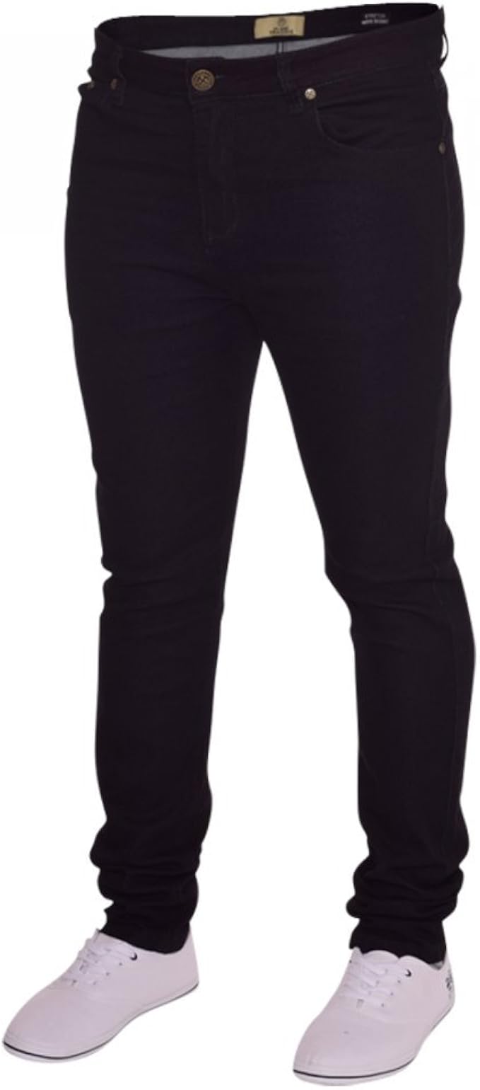 mens skinny leg black trousers