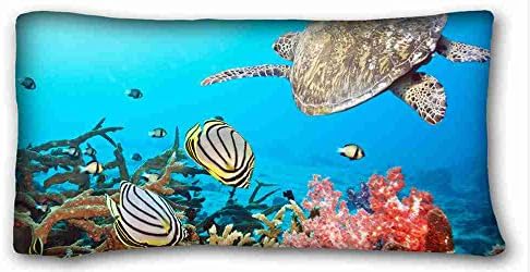 Generic Personalized ( Animals turtle seas ocean underwater swim ) Pillow Covers Bedding Accessories Size 20"X36" suitable for Twin-bed PC-Yellow-18160