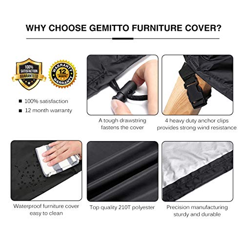 image for GEMITTO Rectangular Patio Table Cover Water Resistant Chair Set Cover 