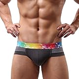 Men's Underwear,Neartime Low Waist Shorts Mens Boxers Under Ppants Soft Briefs (L, Gray)