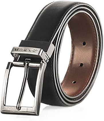 Men's Genuine Leather Swivel Reversible Black & Brown Dress Belt: Mens belts for Business or Formal Wear - 34