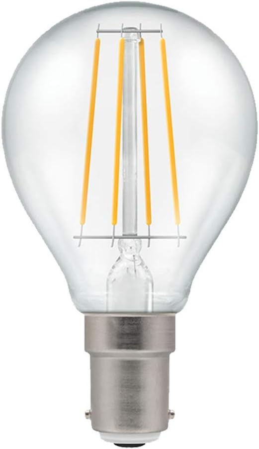 Crompton LED Dimmable Filament Golf Ball Light Bulb Clear 5W B15 SBC 2700K Warm