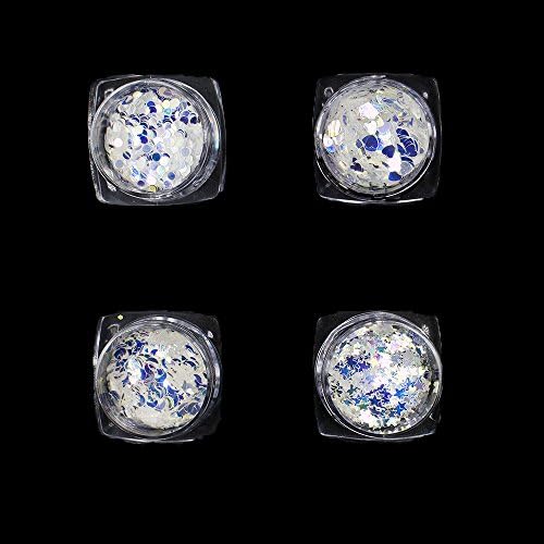 Sindy Glitter Star Heart Moon Ball shape Neon Matte Blue Multi-shaped Funky Nail Polish Art Accessory Nail Designs 4 Pcs/Set