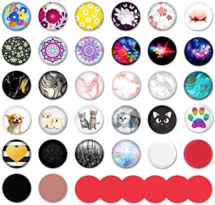 32 Phone Grip Pop Cap Pack! Set of Compatible Swappable Popsocket Tops Only, Replacement Covers Bundle incl. Flowers, Mandalas, Cats and More Toppers! iPhone Cell Phone Accessories
