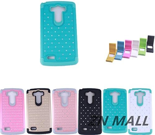 LG G3 Case,[Slim Fit] Studded Rhinestone Crystal Bling Dual Layer Drop Resistant Scratch Resistant Hybrid Armor Case Cover for LG G3 (Bling Mint)