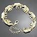 Gold Plated Q&Q Fashion African Elephant & Baby Link Hindu Ganesh Charms Link Chain Bangle Bracelet