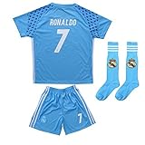 2016/2017 REAL MADRID #7 RONALDO KIDS BLUE SOCCER JERSEY & SHORTS YOUTH SIZES