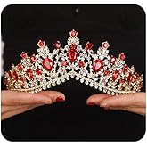 JWICOS Red Crown Queen Crowns for Women Crystal Wedding Tiara for Women Princess Tiara for Bride Quinceanera Headpieces for Birthday Prom Halloween Costume (Style 3)