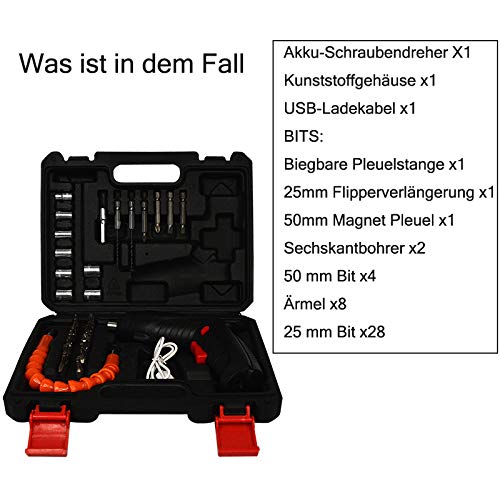 Wiederaufladbarer Akku-Schraubendreher 47-teiliges Set 4,8 V 1800 mAh Biegbarer handgehaltener kompakter… – Bild 5