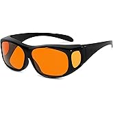 Eyekepper 100% Blue Light Reduction,Huge Fitover Anti-Blue Blocking Computer Eyeglasses with Extra Amber Lenses, Black