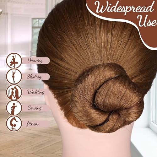 Odluzy 20 PCS Hair Nets Invisible and 40PCS U Shaped Hair Pins Set, 20 PCS 50cm for Bun Brown Elastic Edge Mesh and 40pcs Hair Bun Pins for Women, girls, Ballet Bun Maker Dance (Brown)