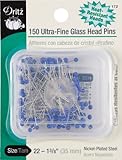 Dritz Ultra-Fine Glass Head Pins, Size 22, 150-Pack