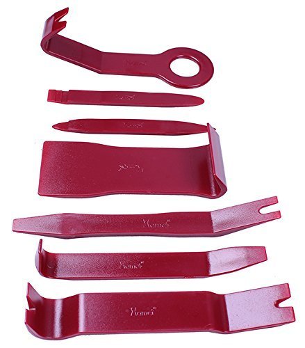 Click Here to See More Images FLY5D Panel Removal Tools Auto Car Door Clip Radio Panel Trim Dash Audio LED Light Removal Installer Open Pry Tool (7pcs, Brown)