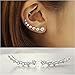 DOOPOOTOO 7 Crystals Ear Cuffs Hoop Climber S925 Sterling Silver Earrings Hypoallergenic Earring