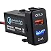Cllena Dual USB Port Charger Socket Quick Charge 3.0 & 2.4A for Toyota primary