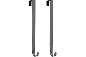 Haute Decor Adapt Adjustable Length Wreath Hanger - 2 Pack - Holds up to 20 lbs (Brushed Nickel) - Strong Over The Door Hook - Set of 2 Identical Adjustable Wreath Hangers