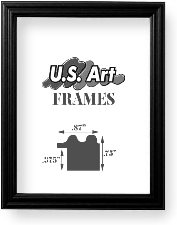 Photo Albums, Frames & Accessories - US Art Frames 16x19 Traditional Style Black Thin .75 Inch Wide, Solid Popler Wood, Wall Decor Picture Poster Photo Frame