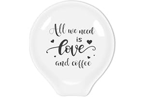 Littlefa Funny Coffee Quote Ceramic Coffee Spoon Holder-Coffee Spoon Rest -Coffee Station Decor Coffee Bar Accessories-Coffee Lovers Gift for Women and Men (All We Need is Love And Coffee)