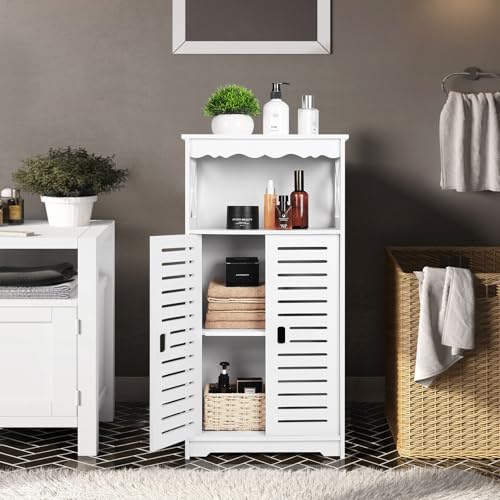 aimu Bathroom Storage Cabinets,White Floor Free Standing Cabinet,Home Waterproof Storage Furniture for Bedroom Kitchen Hallway,Cupboard Unit with Daily use Layer,75x24x34cm.