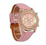 Bracelet Watch,Vovotrade Vogue Women Crystal Dial Quartz Analog Leather Watch Pink