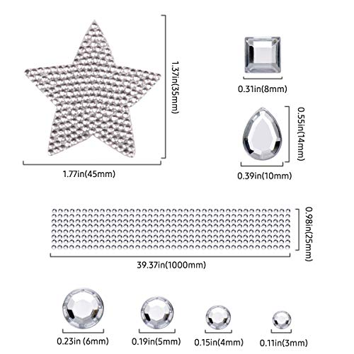 Moi Doi Rhinestones Stickers, Silver Self Adhesive Crystal Gem Sticker, Assorted Size and Shapes Flatback Diamond Stickers, Bling Jewels Crafts DIY Decor for Festival Carnival, 6 Sheets - Thumbnail 6