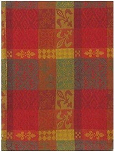 100% Cotton Red &amp; Green 20"x28" Dish Towel, Set of 3 - Fleur De Lis Multi