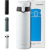 LocknLock WannaBe Tumbler White 15oz, BPA-Free Double Wall Stainless Steel Vacuum Insulated Tumbler with One Touch Lid, Lightweight Travel Mug for Coffee, Tea and Water