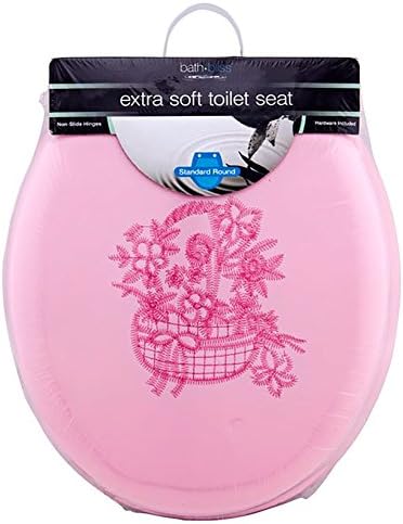 Bath Bliss Extra Soft Standard Round Toilet Seat, Pink, 16.5 Inches