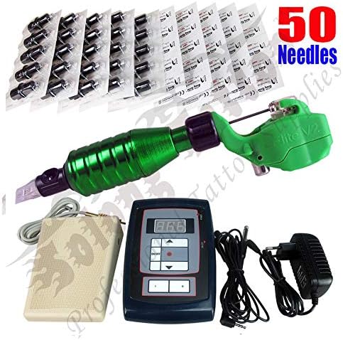 WOOLIY Tattoo Machine Kit Pen Rotary Tattoo Machine/Needles Power Supply for Tattoo Artists/Shader Liner Artist Makeup Tool,Green [Energy Class A]