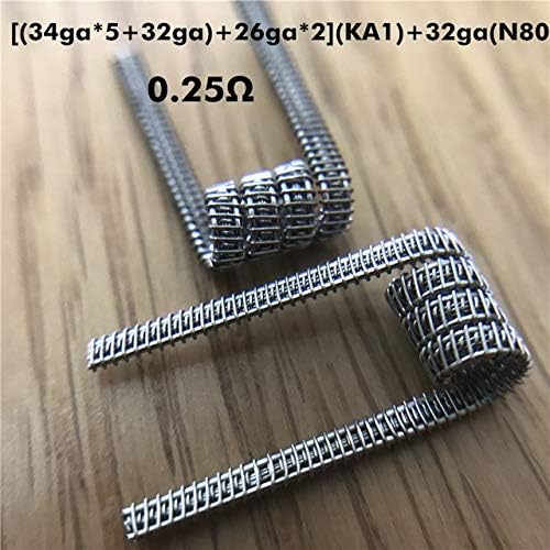 10PCS Pre-Made Ni80 SS316L Kanthal A1 Framed Staple Alien Fused Clapton Heating Coil Wires for RDA RTA RBA Vape Tank (M15 KA1&Ni80 0.25ohm)