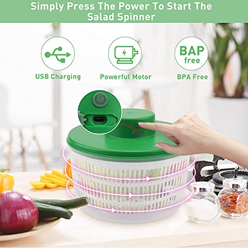 SEDISON Electric Salad Spinner 3L, Automatic Compact Salad Cleaner and Spinner, USB Rechargeable