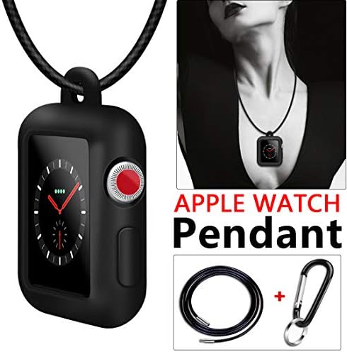 Coholl with Genuine Leather Necklace Pendant Strap Replacement Silicone Protector Cases Cover Compatible for Apple Watch…