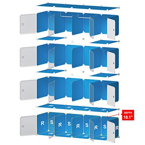 GEORGE&DANIS Portable Wardrobe Plastic Modular Closet Organization Customizable Cube Storage Organizer Bedroom Armoire Dresser, White, 4x4 Tiers