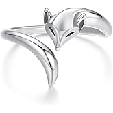 WOSTU Platinum Plated Dainty Fox Open Wrap Rings Multi-layer Snake Open Ring for Women Stacking Rings Fine Jewelry