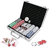 Doublefan Poker Chips Set, Heavy Duty 11.5 Gram Clay Poker Chips Set Texas Holdem Blackjack Gambling Chips Aluminum Case, Set of 200 Chips