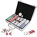Doublefan Poker Chips Set, Heavy Duty 11.5 Gram Clay Poker Chips Set Texas Holdem Blackjack Gambling Chips Aluminum Case, Set of 200 Chips